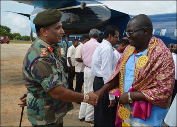 SL military is the authority to receive foreign dignitaries in occupied Jaffna. India sent the largest contingent of parliamentarians to the Colombo meet this week [Photo courtesy: Sri Lanka Army in Jaffna]