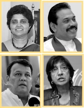 Shirani Bandaranayake, Mahinda Rajapaksa, Mahinda Samarasinghe and Navi Pillay