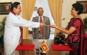 Shirani Bandaranayake, pictured left, was appointed Sri Lanka's first woman chief justice in May last year (AFP/File, Presidential Secretariat)