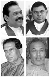 Mahinda Rajapaksa, Basil Rajapaksa, Maithripala Sirisena and Rauf Hakeem