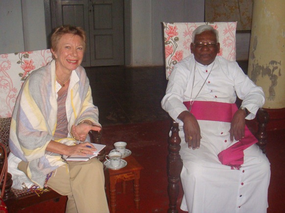 French Ambassdor Christine Robichon with Mannaar Bishop Rt Rev Dr Rayappu Joseph