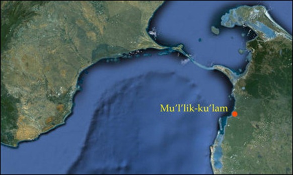 Location of Mu'l'likku'lam [Map courtesy: Google Earth, Legend by TamilNet]