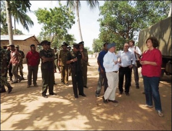 The UK Under Secretary and his team in the company of the Sinhala military and military intelligence at Keappaa-pulavu