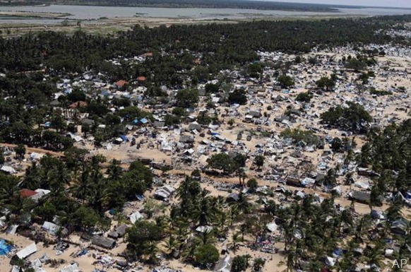 AP In this May 23, 2009, photo, the abandoned devastation is seen in this aerial photo showing part of the former conflict zone on the north east coast of the Jaffna peninsula in Sri Lanka. 