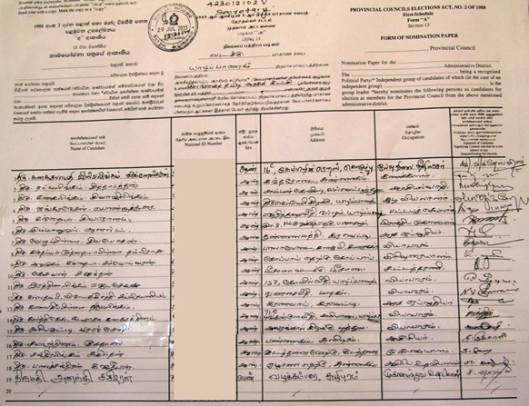 TNA_NPC_candidates_Jaffna_district_2013