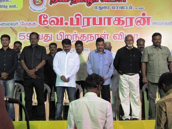 Naam Thamizhar Kadchi marked LTTE leader Pirapaharan's 59th birth day in Mathuarai