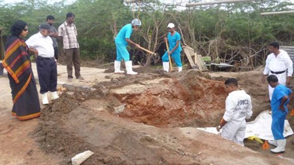 The grave was discovered by construction workers laying a water pipe