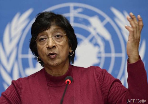 UN High Commissioner for Human Rights Navi Pillay gives a press conference on December 2, 2013 at the United Nations offices in Geneva.