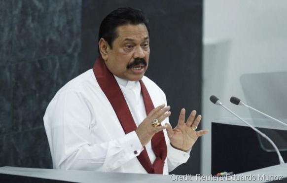 Sri Lanka's President Mahinda Rajapaksa addresses the 68th United Nations General Assembly at U.N. headquarters in New York, September 24, 2013. 